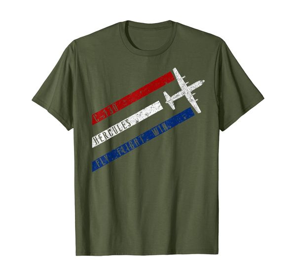 

c-130 hercules fly. fight. win. patriotic airplane t-shirt, White;black