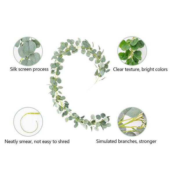 

decorative flowers & wreaths simulation round eucalyptus leaves faux silk plant vine for wedding decoration lsf