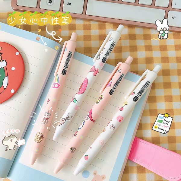 

pens jump high face value cute girl cartoon animation press neutral black bullet 0.5 student stationery
