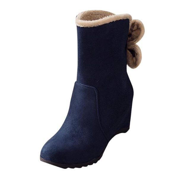 

boots casual shoes winter women ladies wedges bow warm fur snow mid-calf woman botas mujer 12.dec.6, Black