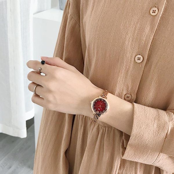 

wristwatches women small bracelet watch simple style ladies stainless steel casual wristwatch female dress quartz chock hours, Slivery;brown