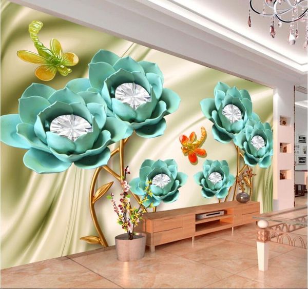 

wallpapers cjsir papel de parede custom po wallpaper mural wall stick beauty to ultimate jewelry lotus dragonfly background decor