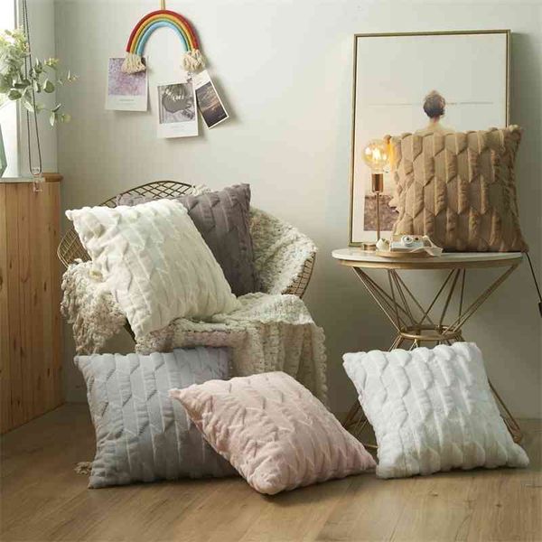 Almofada de almofada de almofada de pelúcia 3D cobre capa de almofada de cama de sofá-cama de pele 410401