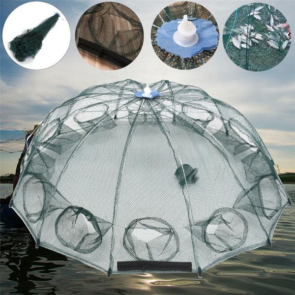 fishing accessories 4/6/8/10 hole folded portable hexagon automatic shrimp trap net fish minnow crab baits cast mesh