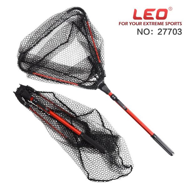 

leo folding landing net for fishing aluminum alloy 80cm retractable telescoping foldable pole accessories