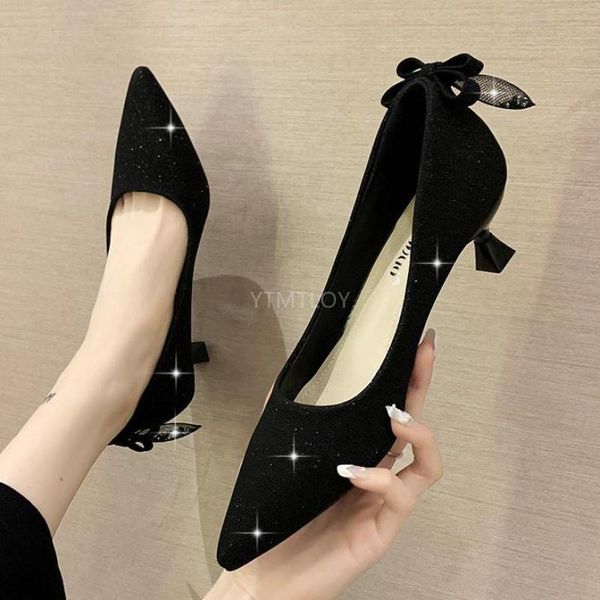 

dress shoes women female pumps 2021 spring autumn pointed toe high heels stiletto ladies party zapatilla mujer, Black