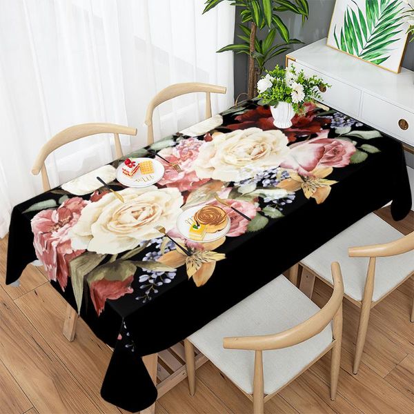 

table cloth black printed tablecloth geometric rectangular waterproof polyester coffee mat el cover