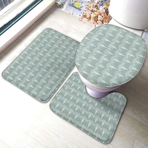 

bath mats art deco palm bathroom mat sets 3 piece set rugs memory foam toilet seat cover lid