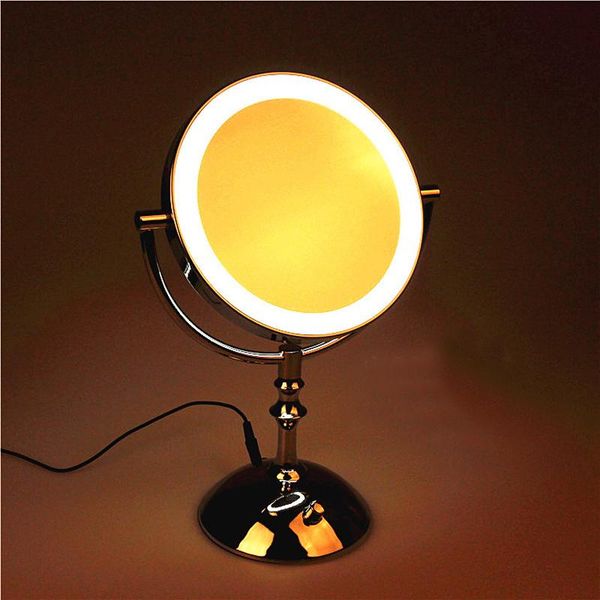 

compact mirrors luck vspin 8 inch deskmakeup mirror 2-face metal 3x 5x 10x magnifying cosmetic led lamp adjust the brightness