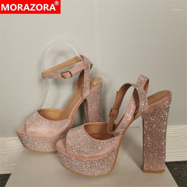 

sandals morazora 2021 fashion high heels platform shoes women peep toe crystal summer party wedding woman1, Black