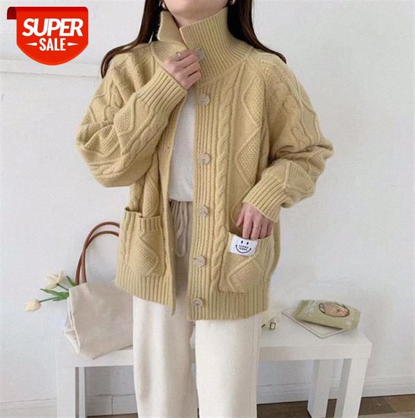 

li zhiqi simple twist solid color smiley face label knit cardigan sweater jacket female 110296 #rv64, Black;gray