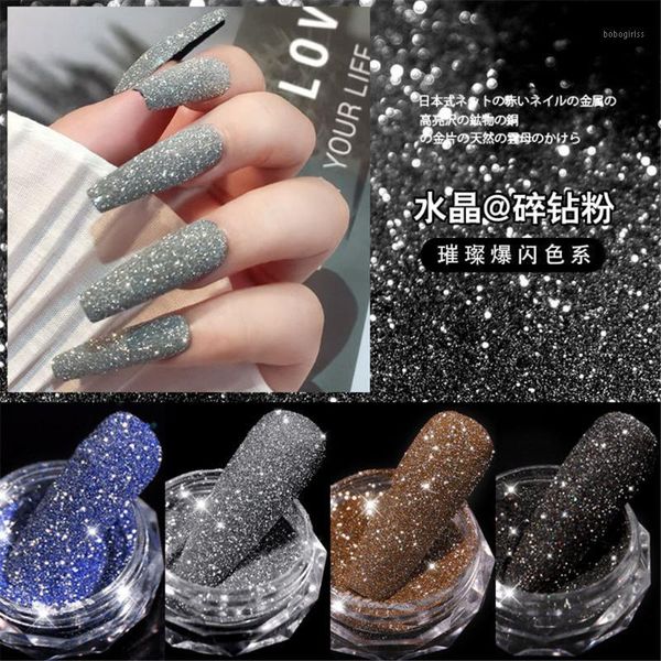 

shining sugar nail powder rose gold sandy glitter dust luxury sparkles art pigment laser for gel polish decorations1, Silver;gold