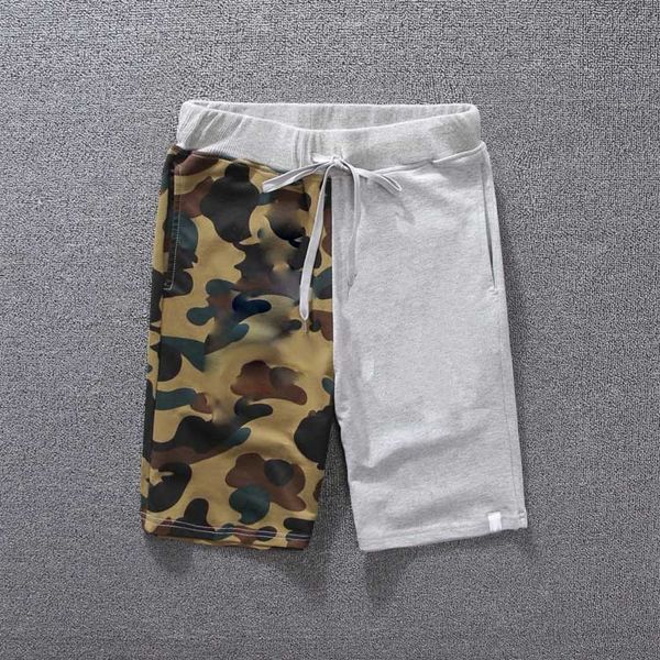 

luxury brand pants and jeans shorts men's fashion print camouflage color stitching teenager summer classic streetwear boys swea, Black