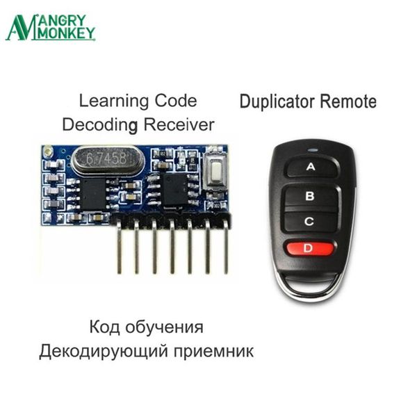 

remote controlers rf control transmitter & 433mhz wireless receiver learning code 1527 decoding module 4 channel output with key