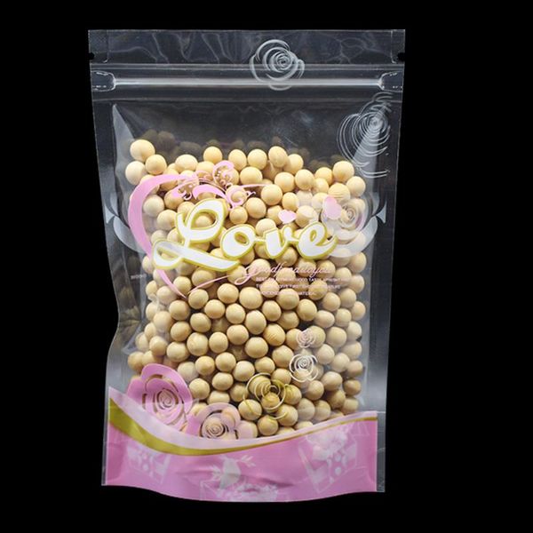 

storage bags dhl 1000pcs/lot self-seal packing stand up clear zipper pouches bean sugar package bag for kitchen wholesale