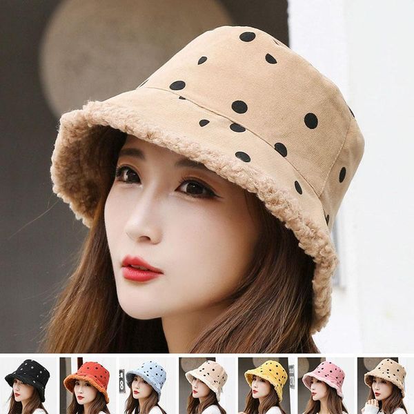

berets korean women winter fuzzy plush bucket hat ear warmer short brim sunscreen round thicken windproof packable panama fisherman, Blue;gray
