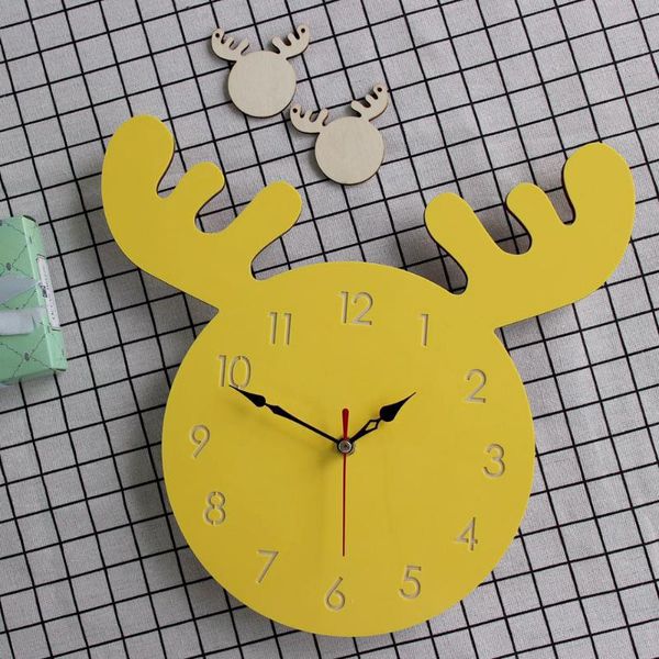 

products moose head creative wall clock living room home cartoon children's watch clocks