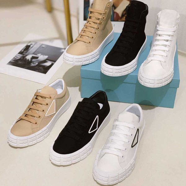 

women sneakers lovers solid color casual canvas shoes high and low sneaker with box, Black