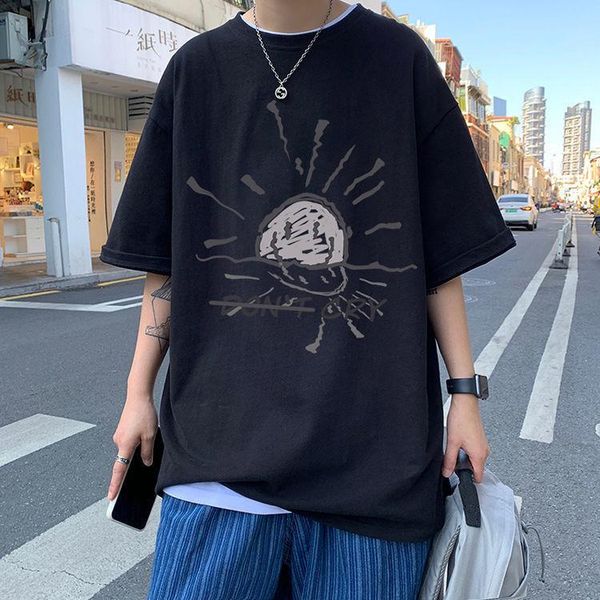 

men's t-shirts ins men hip hop t shirt streetwear harajuku floral t-shirt oversize summer short sleeve tshirt loose cotton tees hiphop, White;black