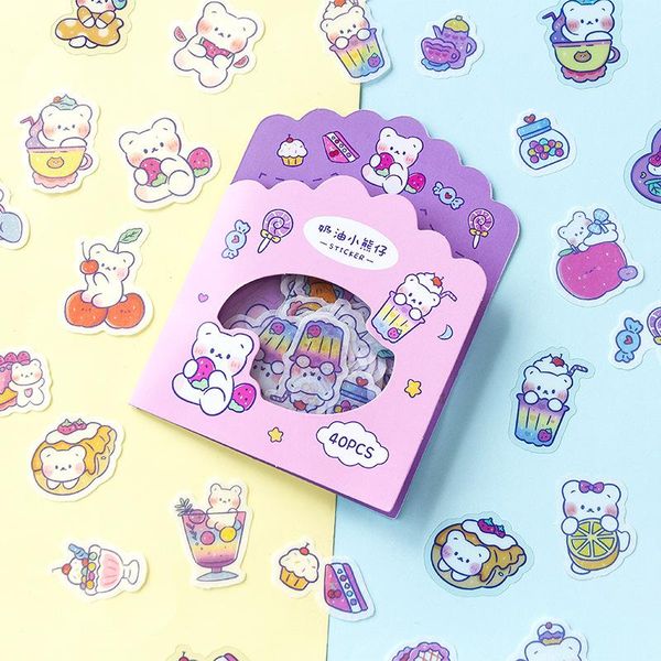 

gift wrap 40 pcs cartoon cute bear washi sticker diy decorative diary journal craft scrapbooking planner stickers aesthetic stationery
