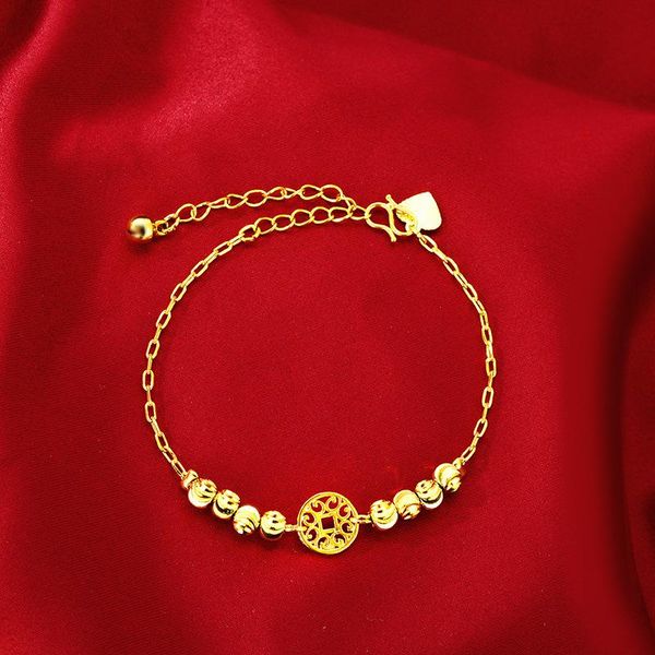 

link, chain fashion women's bracelet gold color hand jewelry for wedding engagement lucky money beaded gifts, Black