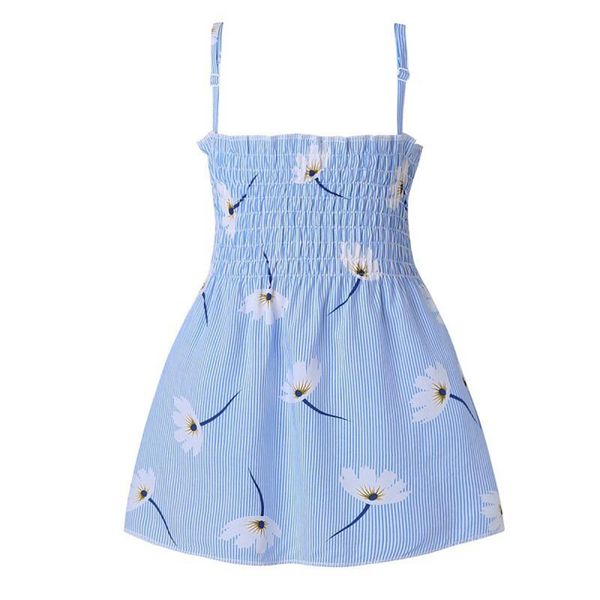 

toddler kids baby girls sleeveless striped slip dress floral beach clothes children t shirts child girl's dresses, Red;yellow