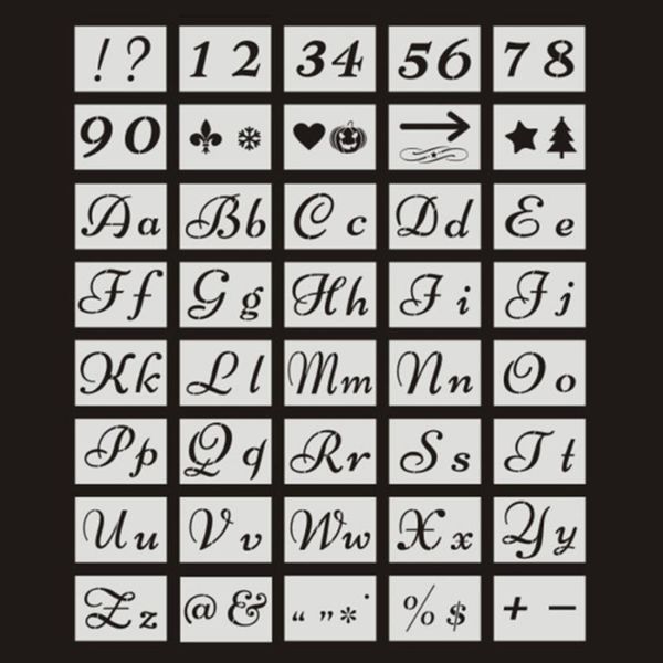 

gift wrap 36/40pcs set english letter stencils for painting mould alphabet signs calligraphy font upper lowercase reusable template