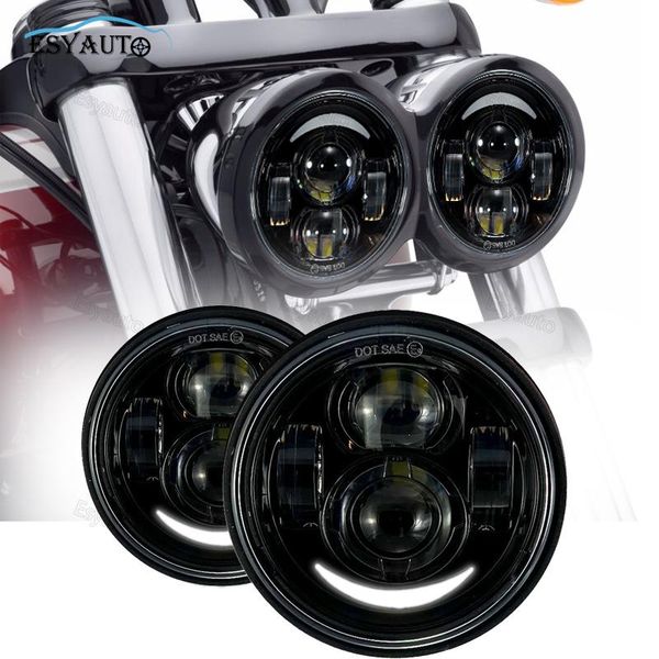

emergency lights motorcycle 5 inch headlights hi/lo beam headlamp white drl 40w driving lamp led for fat bob 2 pcs/set