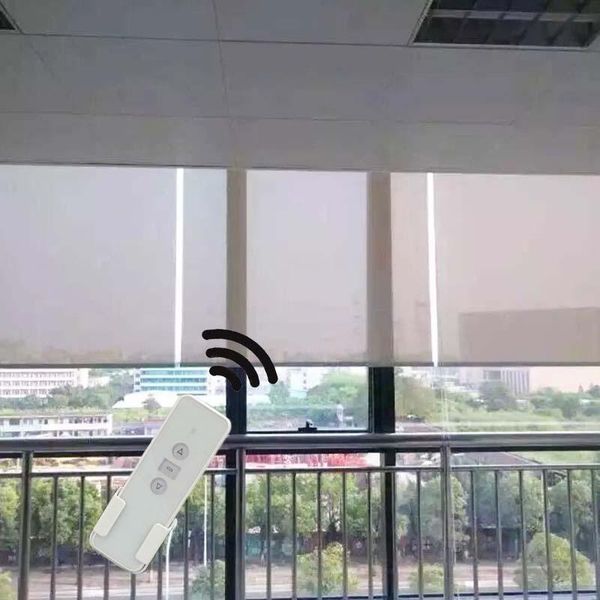 

blinds vailable,one motor drive two 2021 remote control electric motorized roller shades, big size customized shades vertical 4m