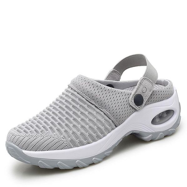 

mesh summer shoes women wedges sandals yo swing lose weight 2021 female toe closed slipper platform, Black
