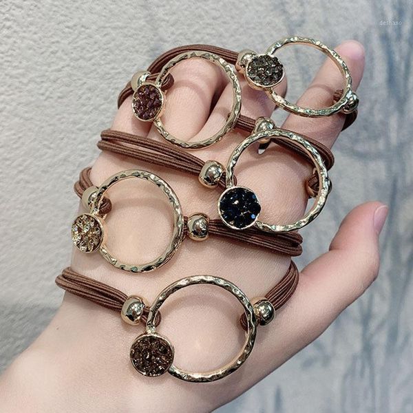 

elegant diamond set headband women's simple ins hair band japanese korean online celebrity metal ring hairband f1, Brown