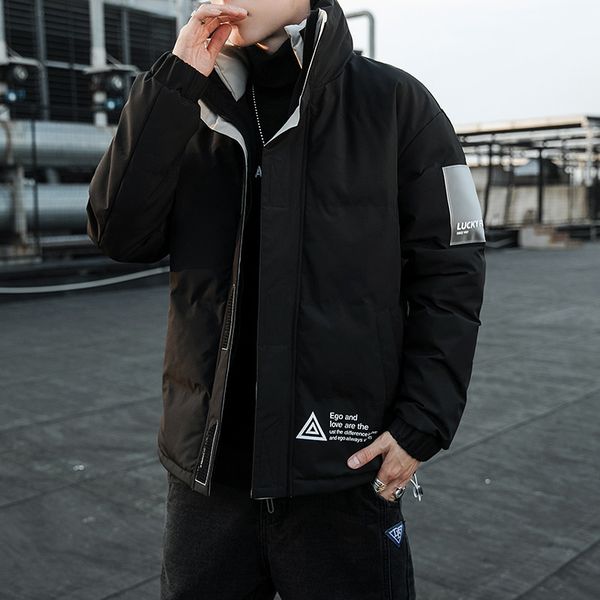 

down Winter Jacket streetwear hip hop parka thick, wind-resistant man outerwear sports coat, Black
