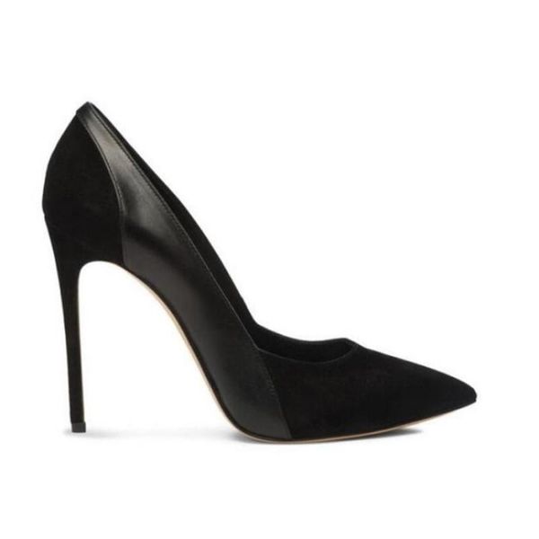 

dress shoes lanlojer shoes,woman high heels party, leather stitching suede, 11 cm heel shoes, pointed toe pumps, banquet shoes., Black
