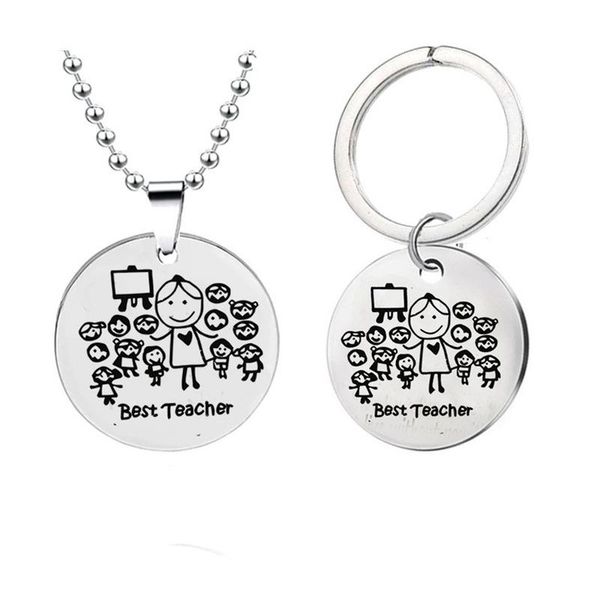 

keychains keychain man teacher's day key chain women letter ring teacher for pants kids pendant fashion brelok, Silver