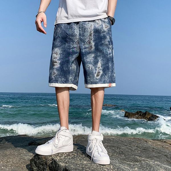 

men's shorts beach pants 2021 summer recreational male han edition loose logo teenagers 5 minutes of, White;black