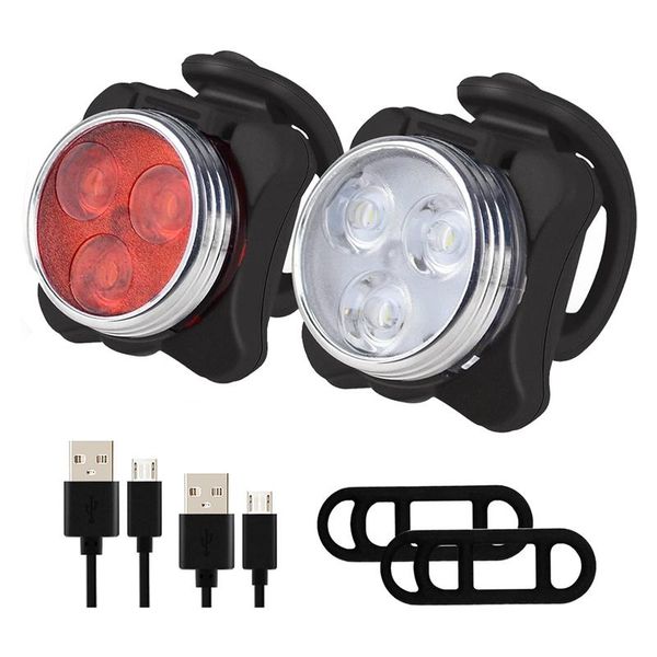 

bicycle light set, front and tail lights, usb rechargeable waterproof mountain bike lights