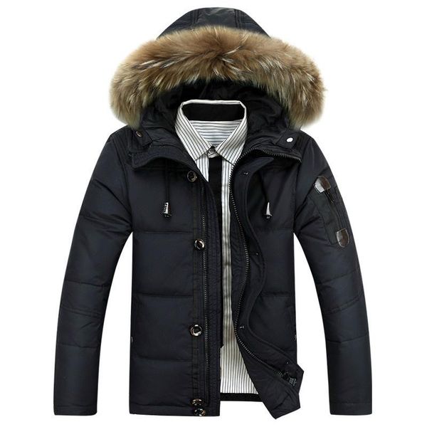 

men's down & parkas outwear russia winter jacket men windbreaker white duck mens jackets thick snow male hombre hooded warm overcoat, Black