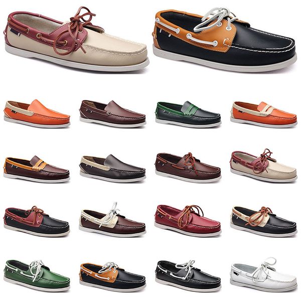 

150 womens sneakers sailing shoe mens casual leather shoes black white red green orange brown outdoor trainers size 38-45