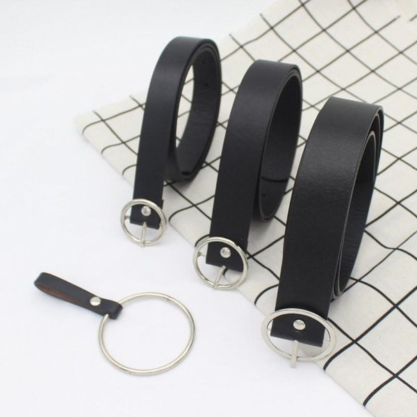 

belts fashion pu leather belt pin buckle for women ring pendant round alloy jeans designer waistband, Black;brown