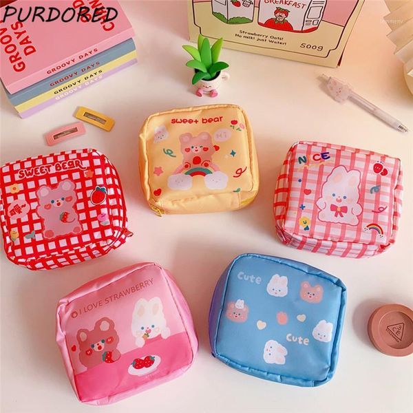 

cosmetic bags & cases purdored 1 pc cartoon mini bag girl lipstick women make up organizer makeup pouch sanitary pads toiletry1
