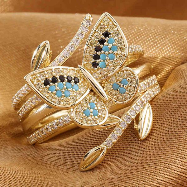 

butterfly pine stone pure copper ring female accessories exquisite lover, Silver