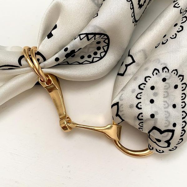 

scarves 2021 fashion high-end fashionable silk scarf buckle women's square corner knotted button neckline closed carf, Blue;gray