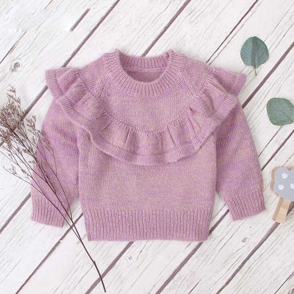 

0-3yrs girl autumn winter long sleeve knitted sweater corrugated edge pure color sweaters for girls kids clothes, Blue