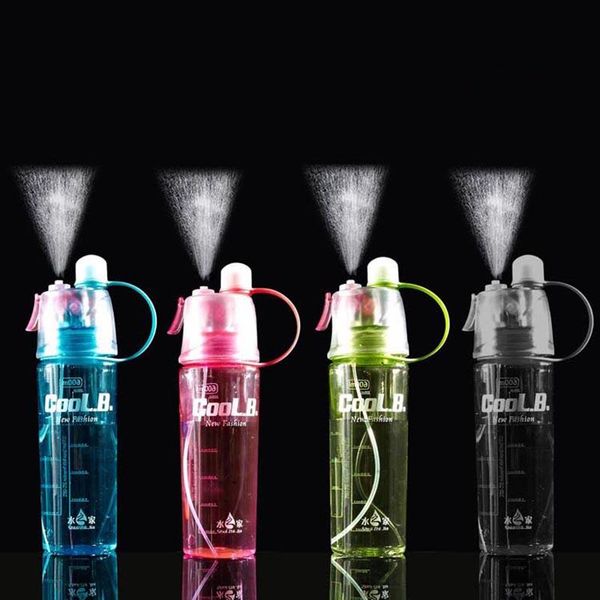 

400-600ml portable spray water bottle outdoor sports gym drinking drinkware atomizing bottles mtb bicycle riding & cages
