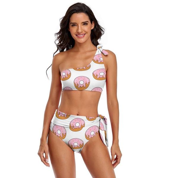 

one-piece suits donut bikini swimsuit with ties aesthetic swimwear summer for chubby two piece bathing suit