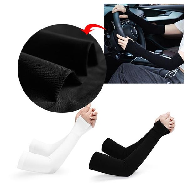 

elbow & knee pads 2pcs cooling arm sleeves cover uv sun protection basketball golf athletic sport hand warmer, Black;gray