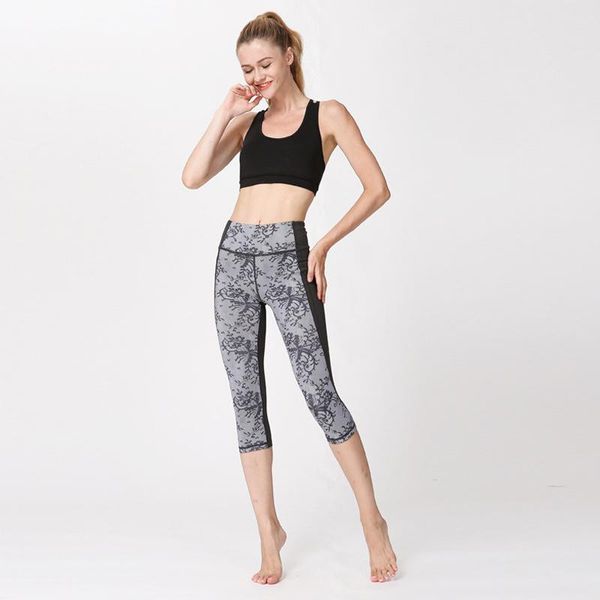 

yoga outfit pants women seamless printed leggings high waist sport fitness tight push up gym clothing joggers 3/4 running trouser