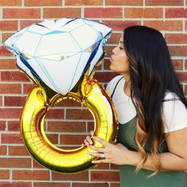 

party decoration 43 inches big balloon diamond ring aluminium foil balloons inflatable wedding helium air event supplies