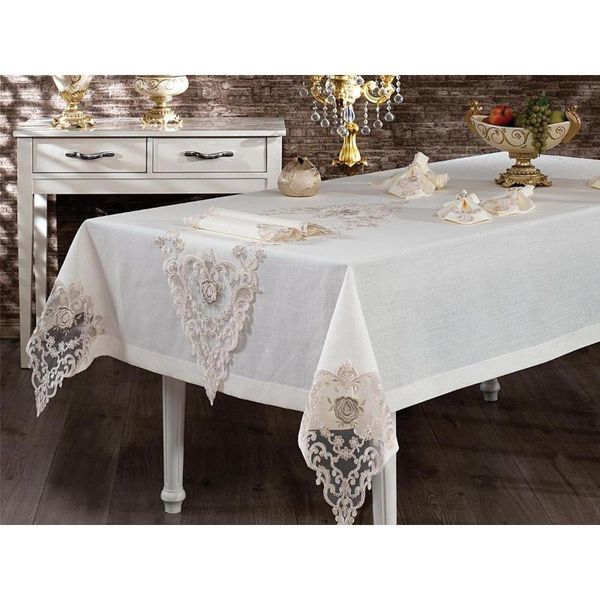 

table cloth french laced mina cover set 26 piece 4 color