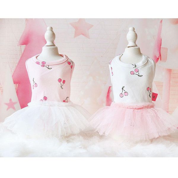 

dog apparel tulle pet dress for summer cherry clothes vest dresses small medium dogs casual chihuahua yorkie tutu skirt clothing
